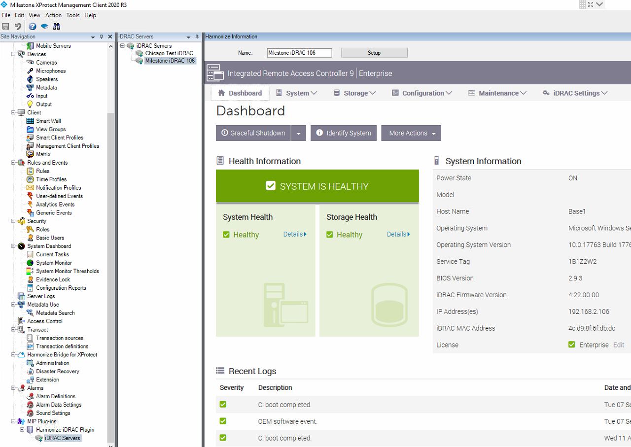 Harmonize iDRAC Remote Console for Milestone XProtect 