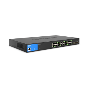 Linksys 24 Port PoE Switch with Power, fault, PoE Max, LAN Mode, PoE Mode Switch Status LED