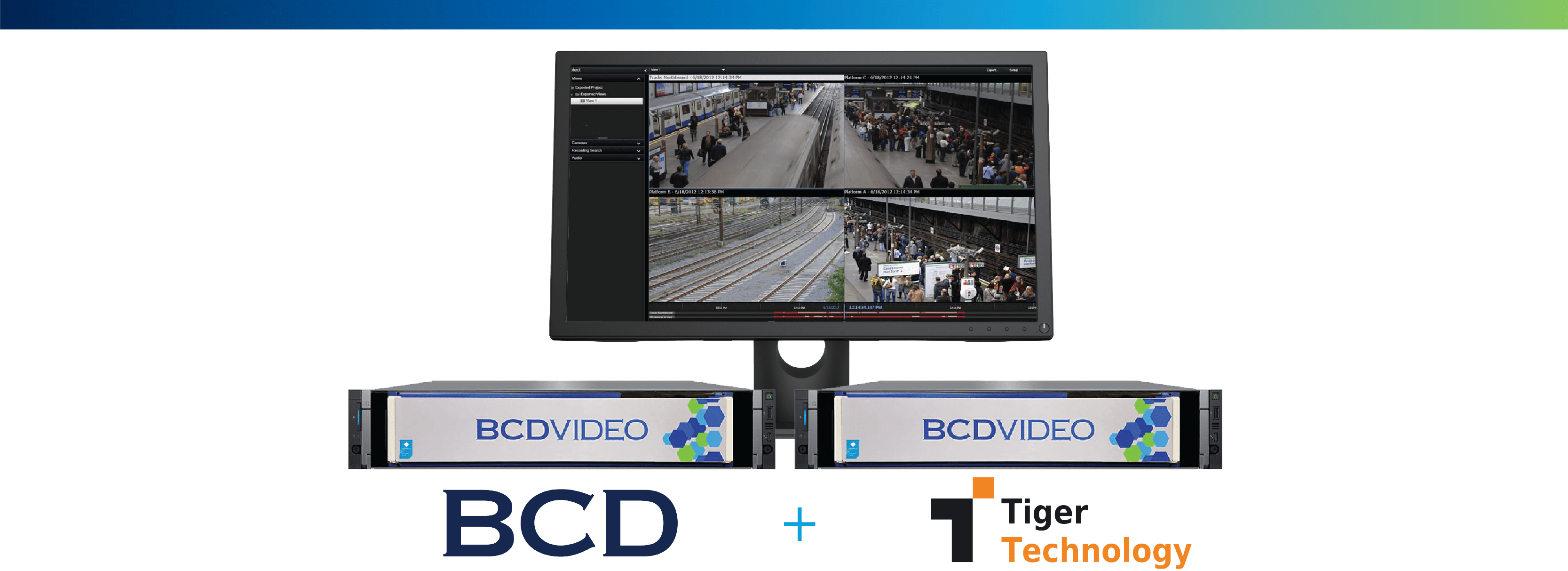 Partnership between BCD and Tiger Technology demonstration diagram with video monitor