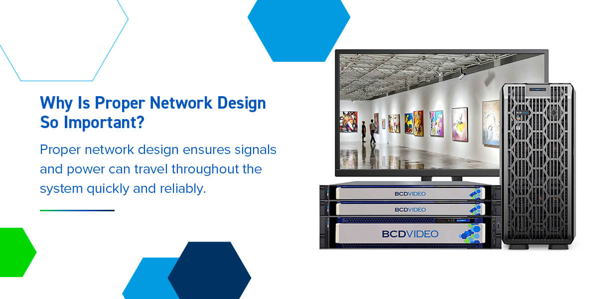 Proper network design ensures signals and power can quickly travel throughout the system.